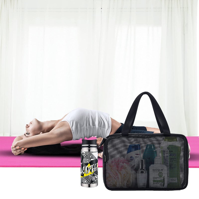Moyad Mesh Shower Caddy Portable Toiletry Tote Gym Bag for College Dorm Bathroom (Black Large) - Image 5