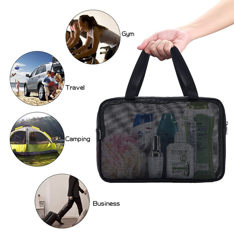 Moyad Mesh Shower Caddy Portable Toiletry Tote Gym Bag for College Dorm Bathroom (Black Large) - Image 4