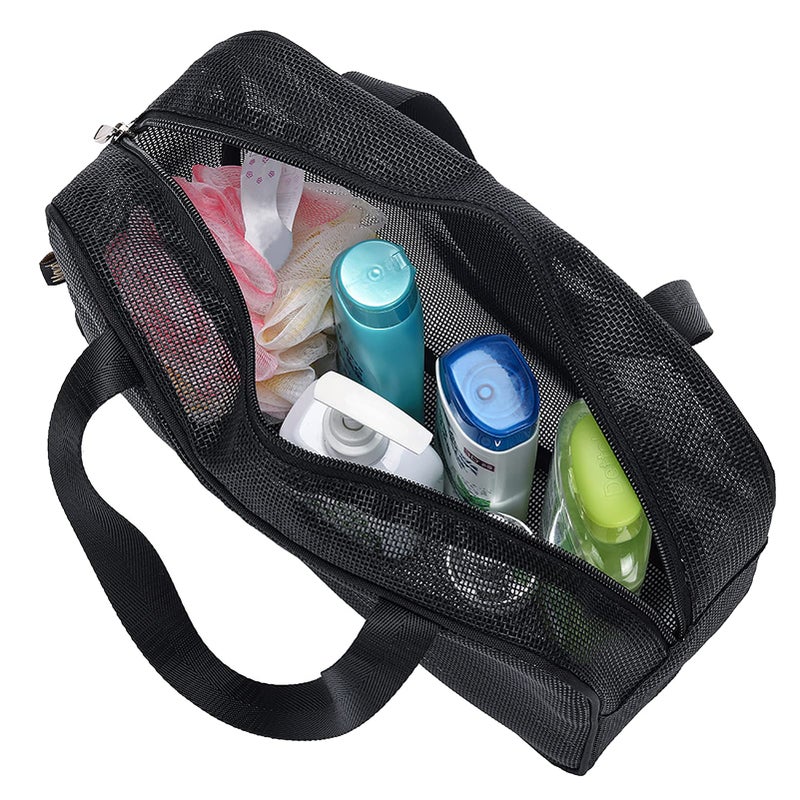 Moyad Mesh Shower Caddy Portable Toiletry Tote Gym Bag for College Dorm Bathroom (Black Large) - Image 3