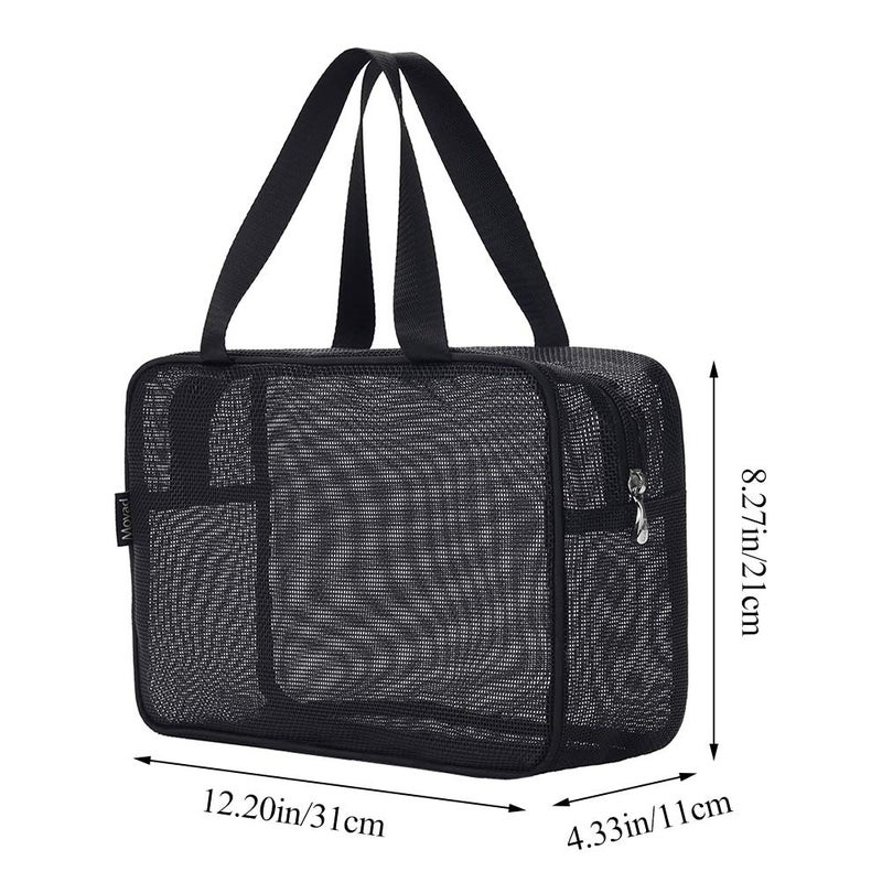 Moyad Mesh Shower Caddy Portable Toiletry Tote Gym Bag for College Dorm Bathroom (Black Large) - Image 2