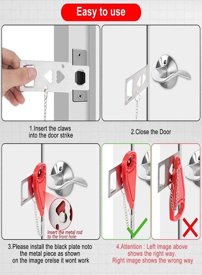 Rerishom Portable Door Lock & Alarm Set, Dual Protection for Privacy and Safety, Home, Travel, Hotel, Apartment, College, Black, Touch Control, 120dB Siren - Image 3