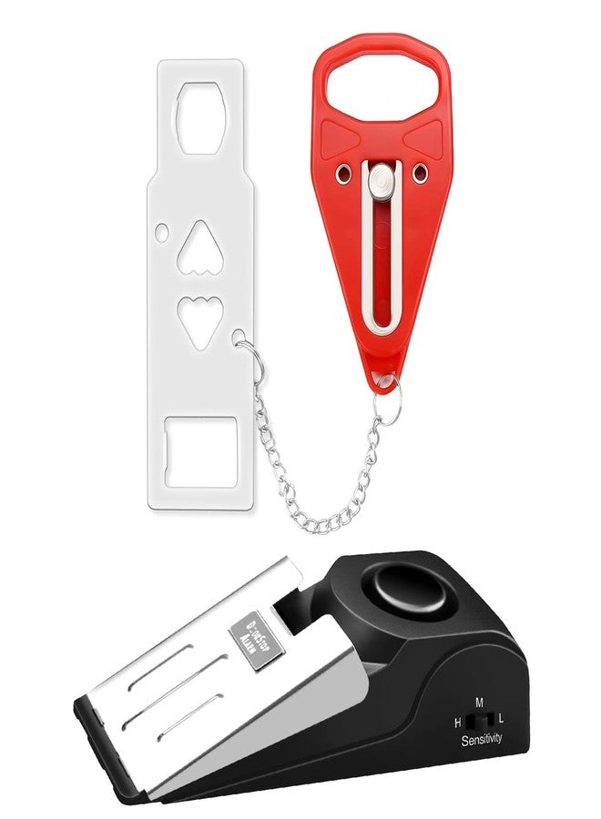 Rerishom Portable Door Lock & Alarm Set, Dual Protection for Privacy and Safety, Home, Travel, Hotel, Apartment, College, Black, Touch Control, 120dB Siren - Image 1