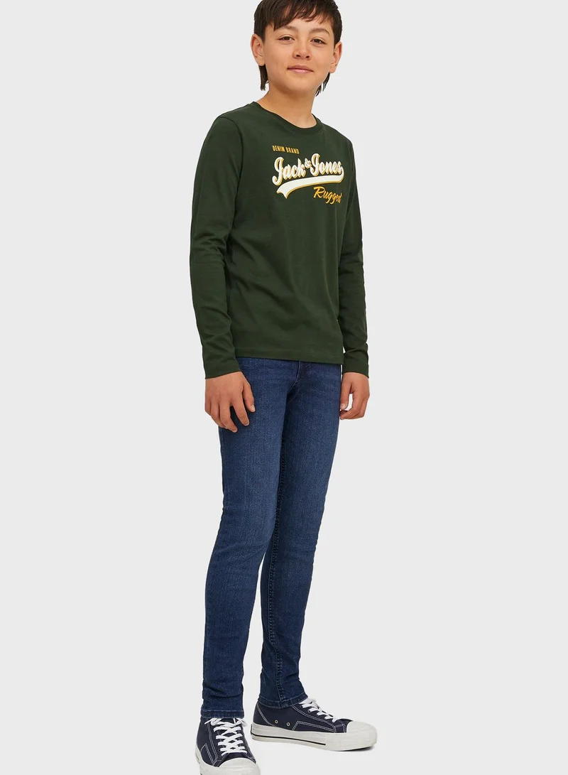 Jack & Jones Junior Youth Mid Wash Slim Fit Jeans
