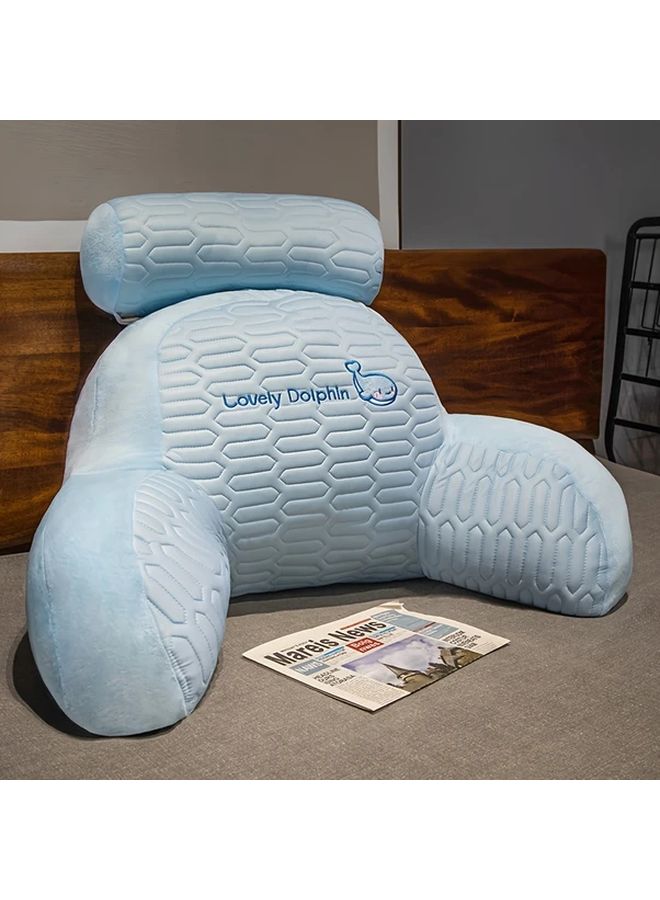 وسادة القراءة الزرقاء 23 62x15 75 بوصة دعم مريح للرقبة والظهر والذراعين وسادة بوليستر ناعمة قابلة للغسل - Image 1