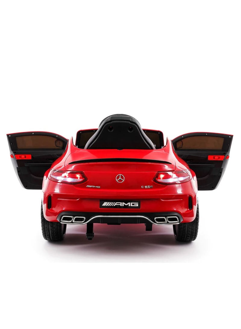 Mercedes 12v Mercedes Benz C63 Kids Rideon car - Red - Image 3