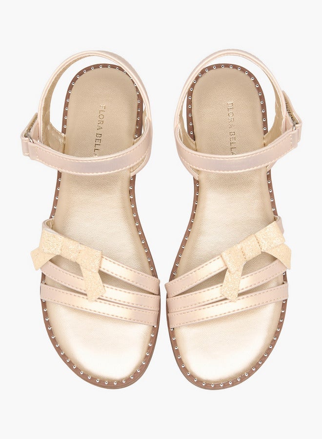 Flora Bella By Shoexpress Flora Bella Embellished Bow Accent Strap Sandals With Hook And Loop Closure - Image 2