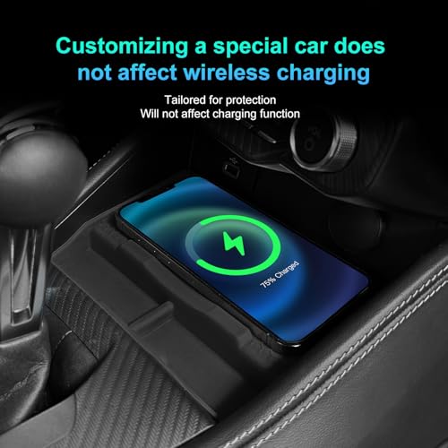 FDAIUN Wireless Charging Protective Pad for Ford Mustang 2024 Silicone Material Center Controls Cell Phone Automobile Pads Mats (Black) - Image 3