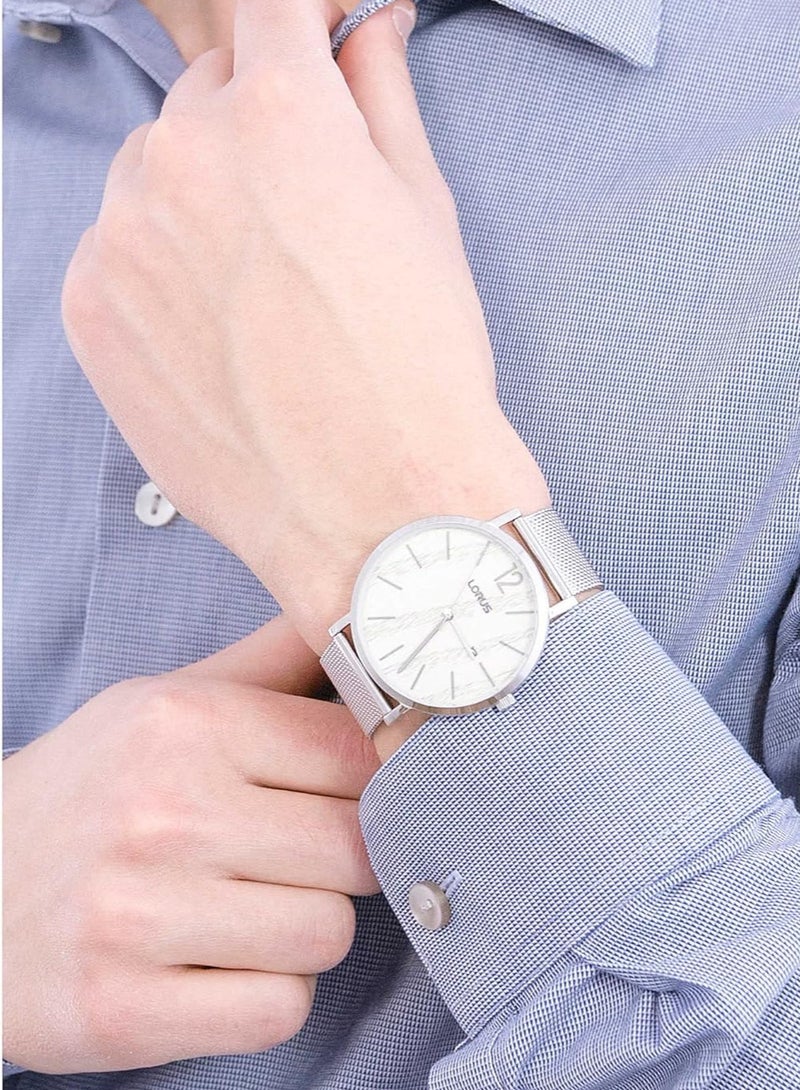 لوراس ساعة بعقارب وسوار من الإستانلس ستيل للرجال - Image 2