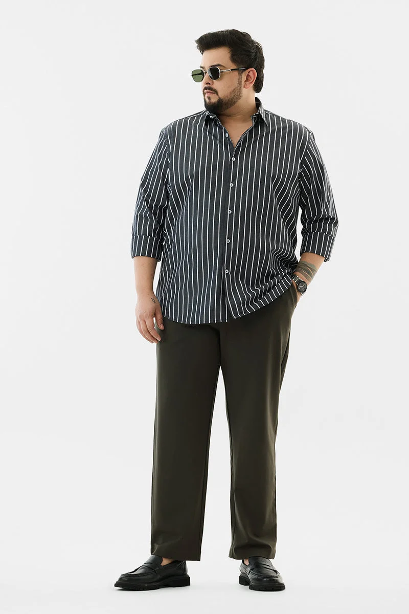 SNITCH Olive Solid Regular Fit Casual Plus Size Trousers