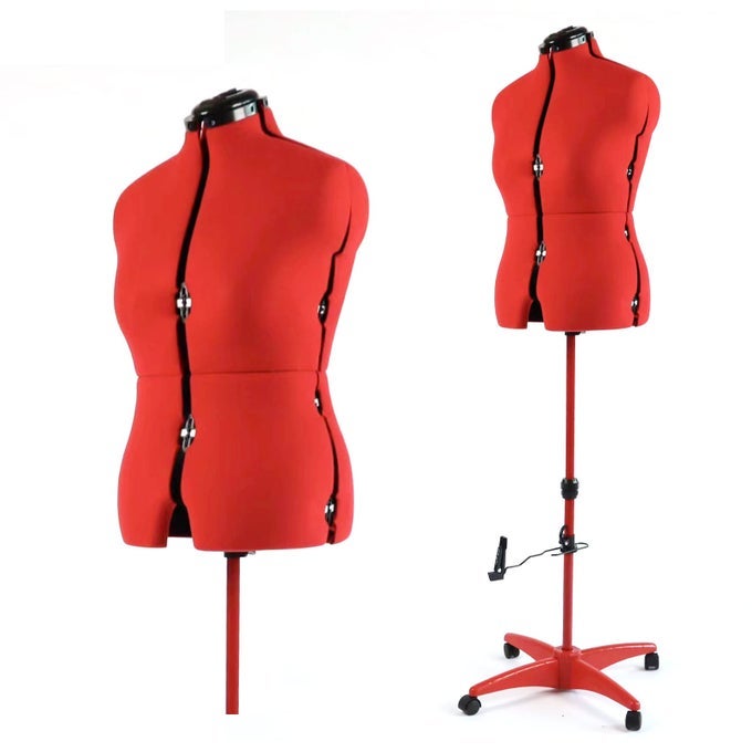 DRESS FORM ADJUSTABLE FEMALE MANNEQUIN FOR SEWING SIZE 1218 PINNABLE BODY FORM WITH 13 DIALS DETACHABLE ROLLING BASE 42560 HEIGHT RANGE FOR CLOTHING DISPLAY MEDIUM TO LARGE