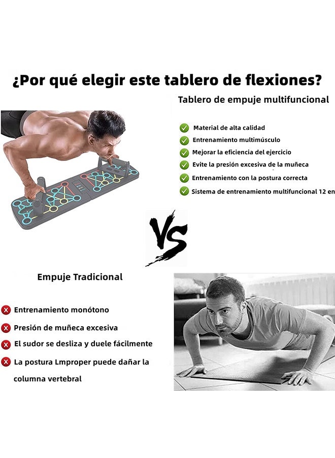 الصلبة دفع لوحة 24 في 1 معدات التمرين المنزلي متعددة الوظائف دفع يقف نظام اللياقة البدنية أرضية الصدر عضلات التمرين المعدات المهنية حرق الدهون تدريب القوة الذراع الرجال والنساء الأوزان - Image 4