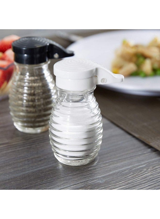 Tablecraft Moisture Proof Beehive Salt And Pepper Shakers | Black And White Hinged Flip Top | No Spill | No Clog | 2 OZ Set Of 2 - Image 1