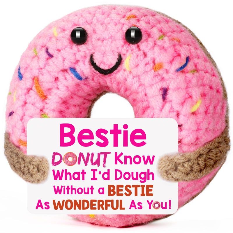 BuiltFit Valentines Galentines for Friend Gifts - Valentine Valentine's Day Handmade Crochet Donut Gifts for Women Bestie Best Friend Friends BFF Work Besties Birthday Long Distance Friendship Gift - Image 1