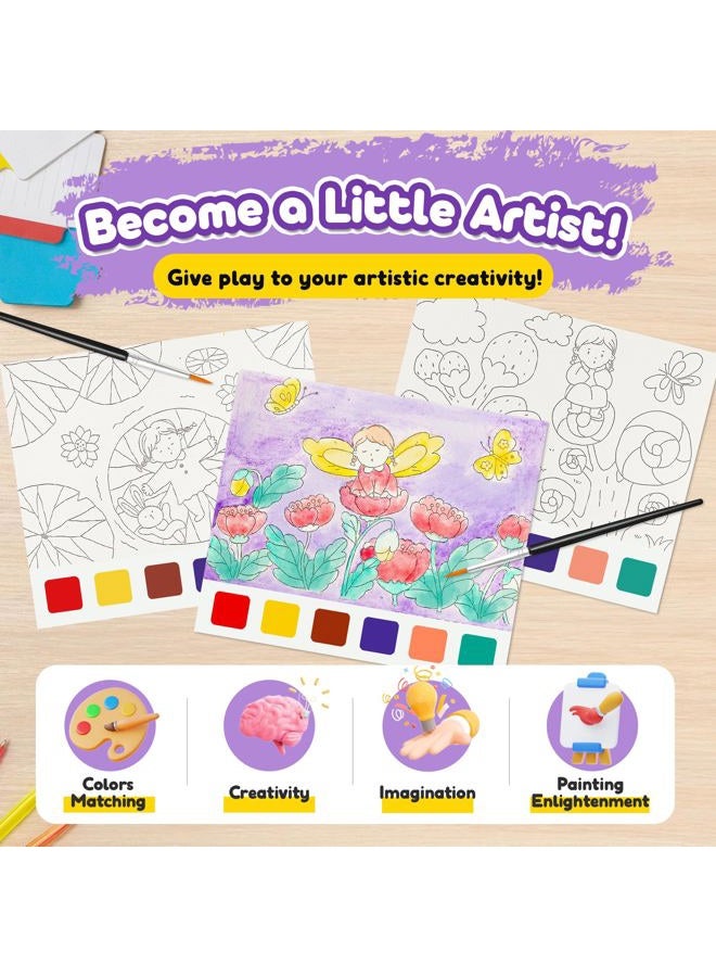 FQKIOMY Water Color Paint Sets for Kids Ages 2-4,3-5,4-8,Mess Free Coloring Pocket Watercolor Painting Book Travel Arts and Crafts Creative Gift Easter Basket Stuffers for Toddlers Boys Girls - Image 2