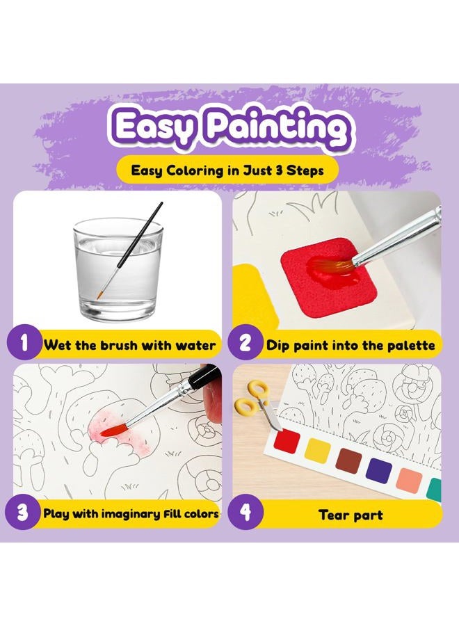 FQKIOMY Water Color Paint Sets for Kids Ages 2-4,3-5,4-8,Mess Free Coloring Pocket Watercolor Painting Book Travel Arts and Crafts Creative Gift Easter Basket Stuffers for Toddlers Boys Girls - Image 3