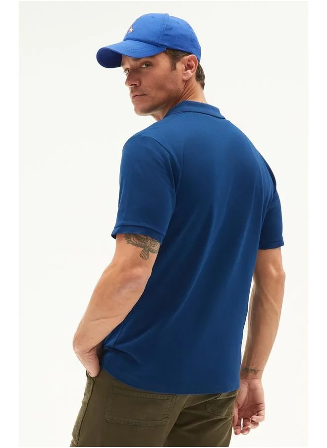 جون June Men Regular Fit 100% Cotton Basic Polo Neck Tshirt Navy