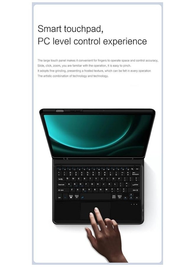 Generic - Detachable Touchpad Keyboard Case Compatible with Samsung Galaxy Tab S9 FE Plus 2023 12.4 inch,Backlight, Flip Stand Case for Tab S9 FE+ - Image 1
