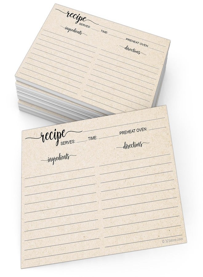 321 دن بطاقات وصفات 321Done، صُنعت في الولايات المتحدة الأمريكية - مقاس 4×6 سم، بخط بسيط، ورق مقوى سميك على الوجهين، مظهر كرافت ريفي عتيق لطيف لحفلات الزفاف وحفلات الانتقال إلى منزل جديد - عبوة من 50 بطاقة - Image 1