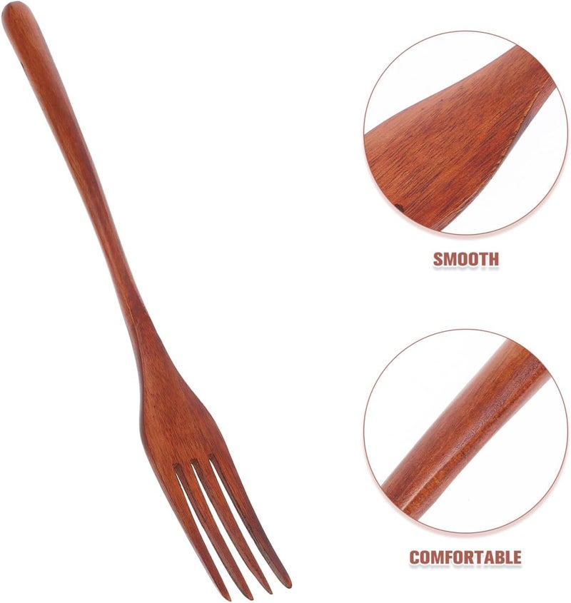 Cabilock Wooden Forks: Japanese Style Reusable Wood Tasting Fork for Salad, Pasta, Grill, Fruit, Noodles - Kitchen Cooking Serving Utensil - Image 3