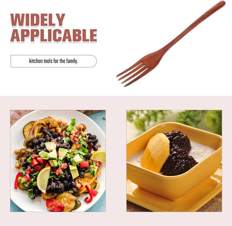 Cabilock Wooden Forks: Japanese Style Reusable Wood Tasting Fork for Salad, Pasta, Grill, Fruit, Noodles - Kitchen Cooking Serving Utensil - Image 4