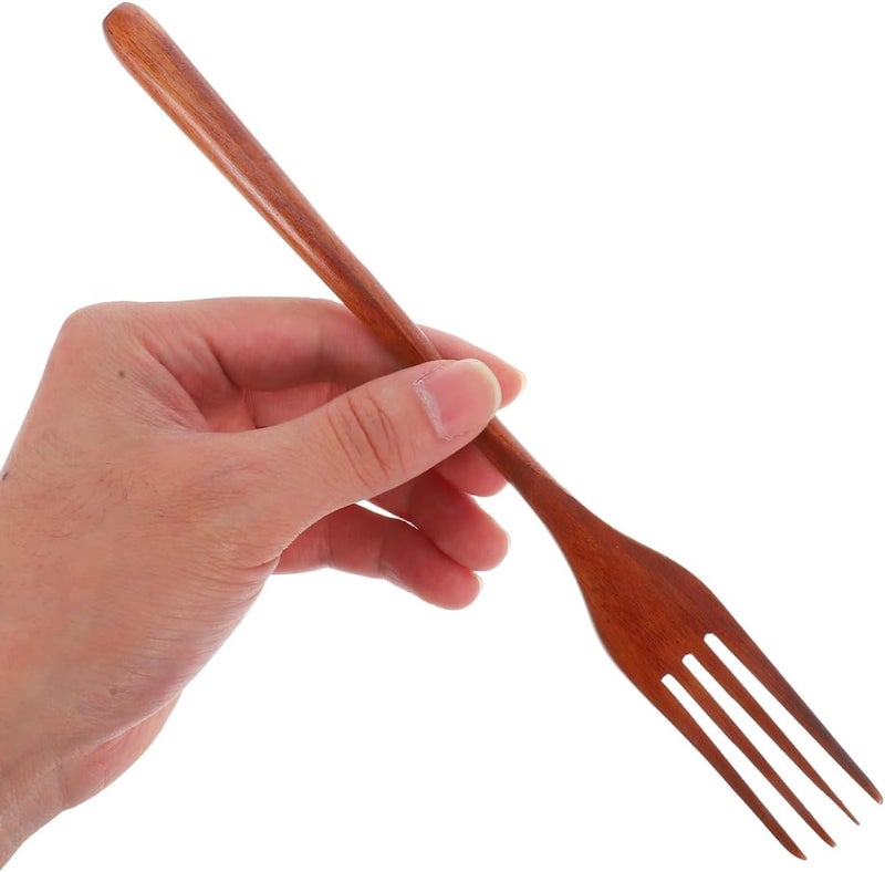 Cabilock Wooden Forks: Japanese Style Reusable Wood Tasting Fork for Salad, Pasta, Grill, Fruit, Noodles - Kitchen Cooking Serving Utensil - Image 2