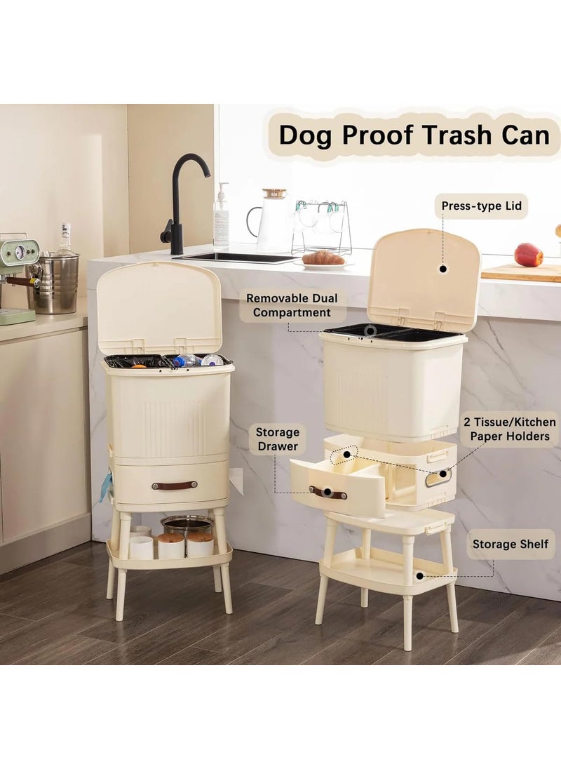 Brikipth Brikipth 2 In 1 Dustbin 30 Liter Dustbin with Lid Garbage Waste Bin with Handle Dustbin for KitchenBathroom Wet Dry Waste Bin Waste Bin with Lid and Removable Inner Wastebasket  - Image 4