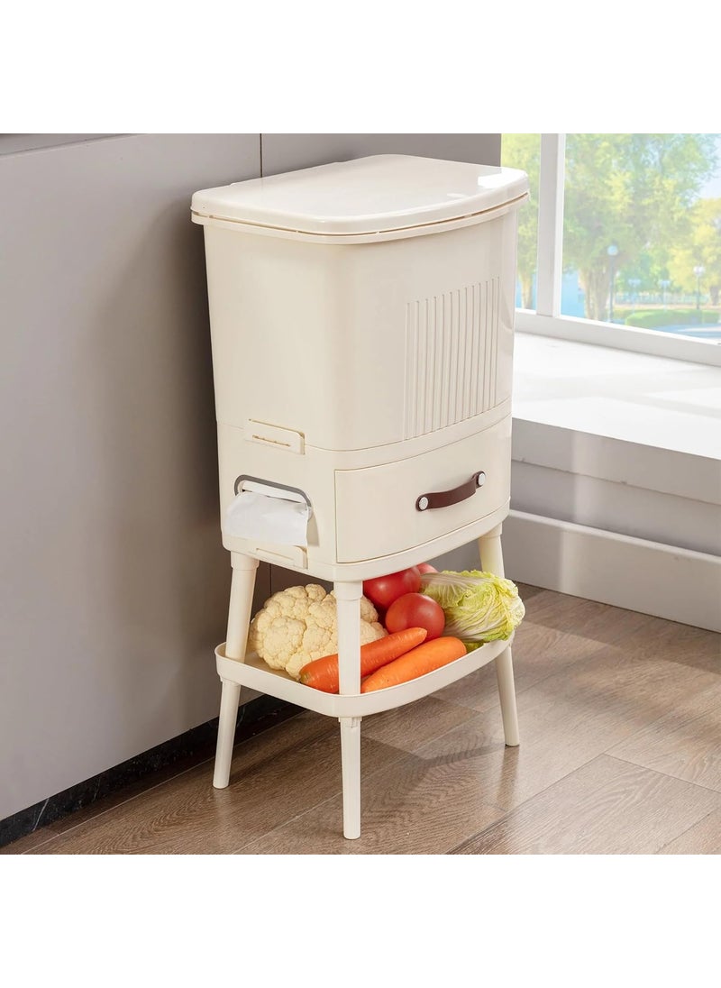 Brikipth Brikipth 2 In 1 Dustbin 30 Liter Dustbin with Lid Garbage Waste Bin with Handle Dustbin for KitchenBathroom Wet Dry Waste Bin Waste Bin with Lid and Removable Inner Wastebasket  - Image 1