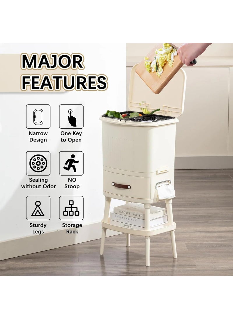 Brikipth Brikipth 2 In 1 Dustbin 30 Liter Dustbin with Lid Garbage Waste Bin with Handle Dustbin for KitchenBathroom Wet Dry Waste Bin Waste Bin with Lid and Removable Inner Wastebasket  - Image 2