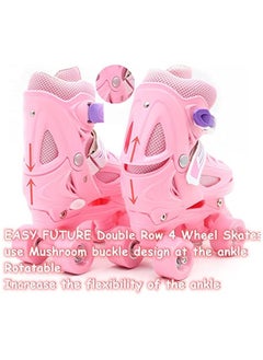 EASY FUTURE Roller Skates Adjustable Size Double Row 4 Wheel Skates for Children Skates for Boys And Girls Including Full Protective Gear Pink Colour  - Image 4
