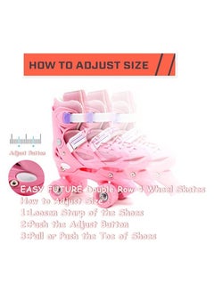 EASY FUTURE Roller Skates Adjustable Size Double Row 4 Wheel Skates for Children Skates for Boys And Girls Including Full Protective Gear Pink Colour  - Image 2