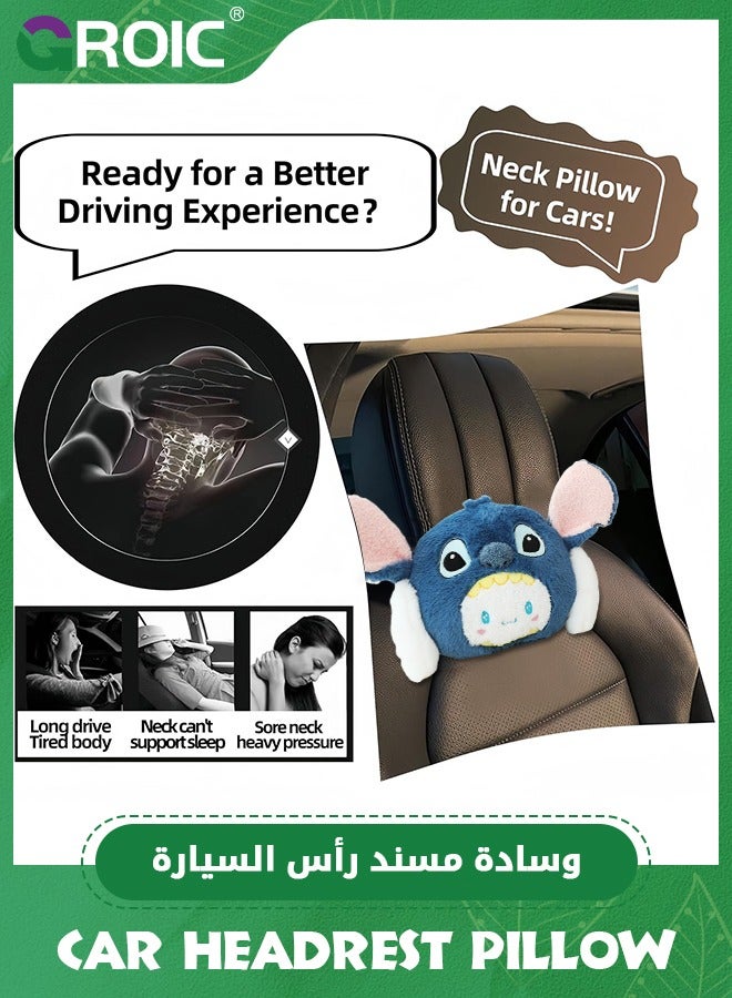 GROIC Cute Big Ear Car Headrest Pillow,  Cartoon Neck Pillow for Car, Soft Car Seat Pillow, Head Rest Cushion, Plush Comfort Neck Cushions for Driving, Traveling - Image 2