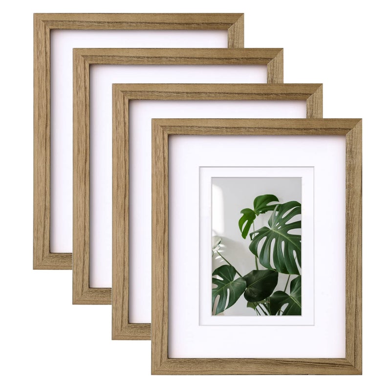 مجموعة إطارات صور EGOFINE 10x8 من 4 قطع مع زجاج أكريليك لعرض الصور 6x47x5 مع إطار أو 10x8 بدون إطار للتثبيت على الطاولة أو الحائط بني كربوني