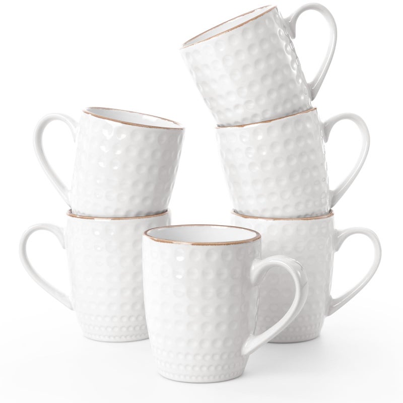famiware Coffee Mugs Sets for 6, 12 oz Mug Set, Coffee Cups with Handle for Coffee, Tea, Cocoa and Milk, Microwave and Dishwasher Safe, White Circle - Image 1