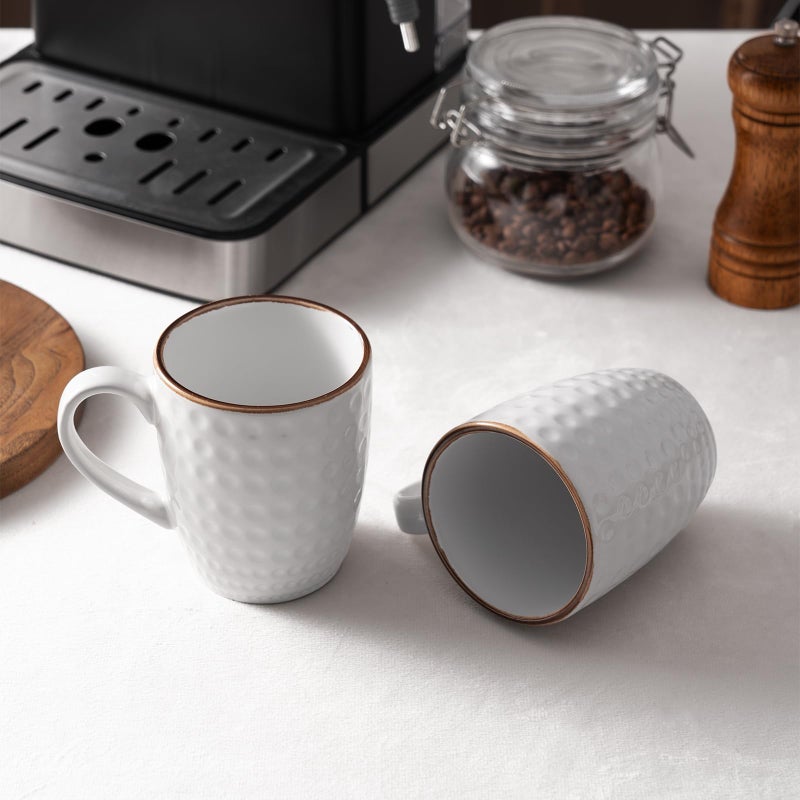 famiware Coffee Mugs Sets for 6, 12 oz Mug Set, Coffee Cups with Handle for Coffee, Tea, Cocoa and Milk, Microwave and Dishwasher Safe, White Circle - Image 5