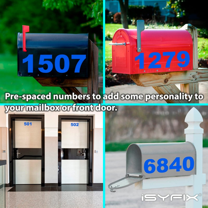 iSYFIX Blue Vinyl Numbers Stickers - 6 Inch Self Adhesive - 2 Sets - Premium Decal Die Cut and Pre-Spaced for Mailbox, Signs, Window, Door, Cars, Trucks, Home, Business, Address Number, Indoor or Outdoor - Image 2