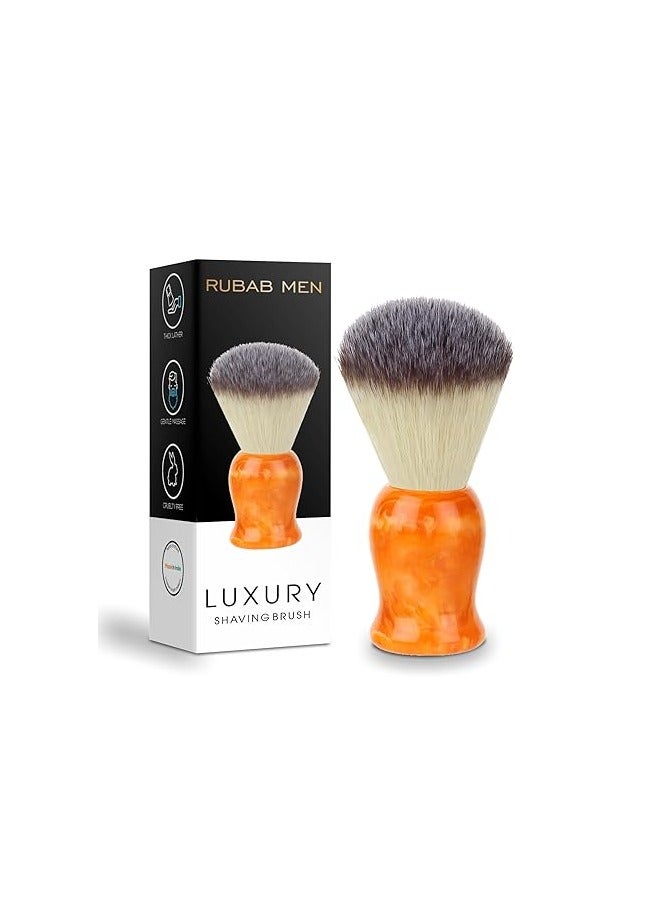 RUBAB MEN Premium Soft Shaving Brush for Men |Firefly Edition| Experience Luxury Shaving with Cruelty-Free Bristles & Vibrant Orange Ergonomic Handle | Handcrafted with Passion in India - Image 1