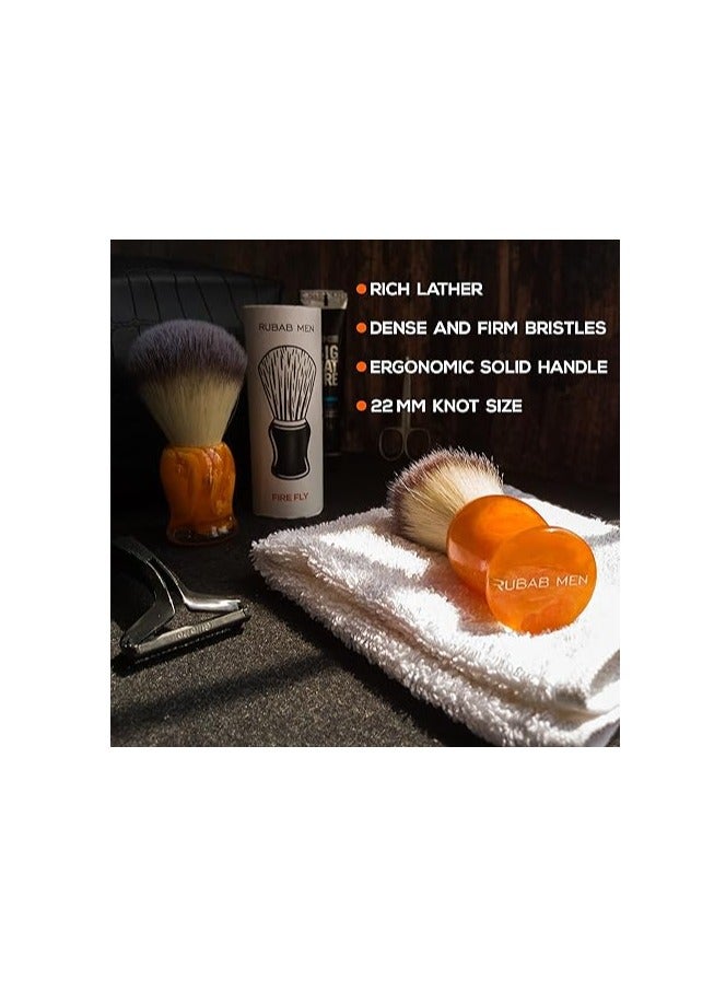 RUBAB MEN Premium Soft Shaving Brush for Men |Firefly Edition| Experience Luxury Shaving with Cruelty-Free Bristles & Vibrant Orange Ergonomic Handle | Handcrafted with Passion in India - Image 5