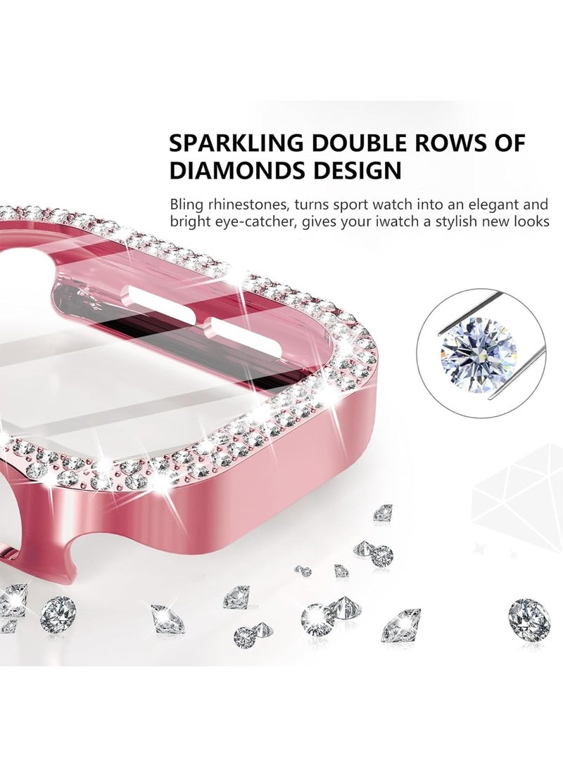 Bling Case for Apple Watch Series 10 Screen Protector 46mm, Women Glitter Diamond Rhinestone Protector Cover for iWatch Accessories 46 mm (Starlight/Pink, 46 mm) - Image 5