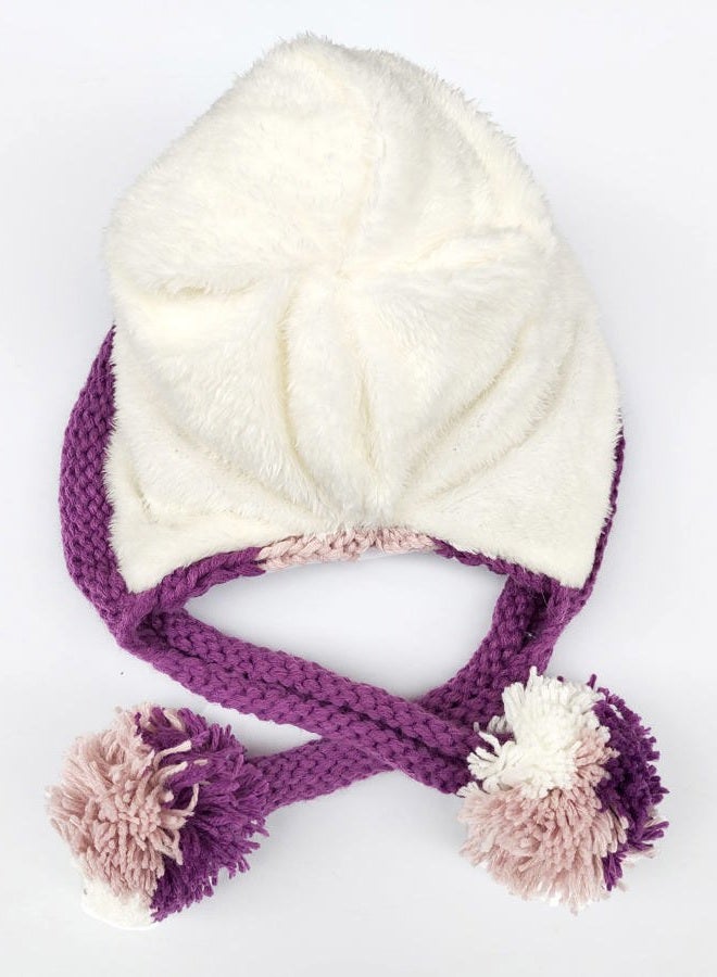 Huamulan Women Winter Sherpa Beanie Hats Knit Ear Flaps Peruvian Cover Ears Warm Fleece Lined Ski Snow Hat 3 Pompoms - Image 2