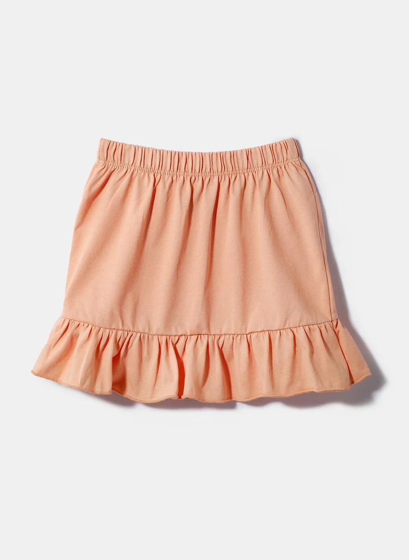 Nautinati  Nautinati Peach Bow Embroidered Top and Skirt Set for Girls for Women | Best Price UAE