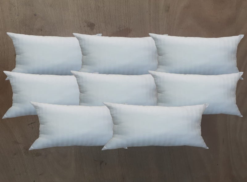 GUFFAW Premium Polyester Microfiber Satin Stripe Pillow Filler 14x24 inches (White) Pack of 8 - Image 3