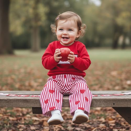 JLKGICF Toddler Boy Valentines Outfit Heart Print Pullover Plaid Pants Lover Boy Baby Outfit Baby Spring Clothes (Red Heart print, 2-3T) - Image 2