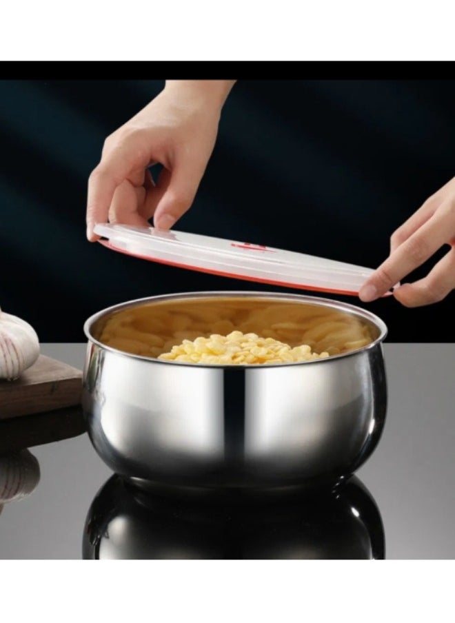 FALMER Set of 3 Mixing Bowls with Airtight Stainless Steel Lids Perfect for Cooking, Baking, Prepping and Food Storage - Silver  - Image 4