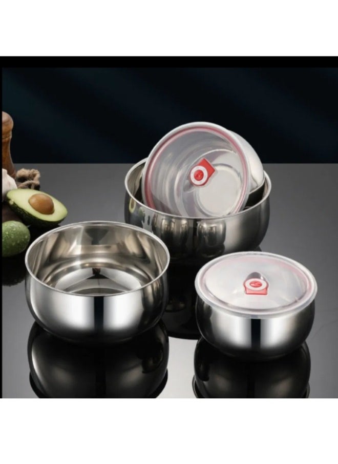 FALMER Set of 3 Mixing Bowls with Airtight Stainless Steel Lids Perfect for Cooking, Baking, Prepping and Food Storage - Silver  - Image 2