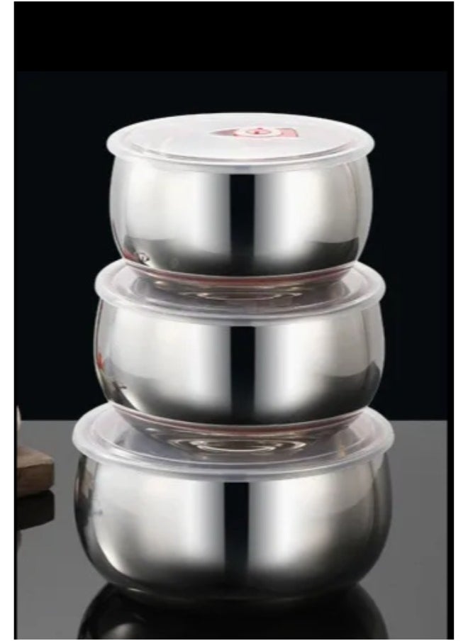 FALMER Set of 3 Mixing Bowls with Airtight Stainless Steel Lids Perfect for Cooking, Baking, Prepping and Food Storage - Silver  - Image 3