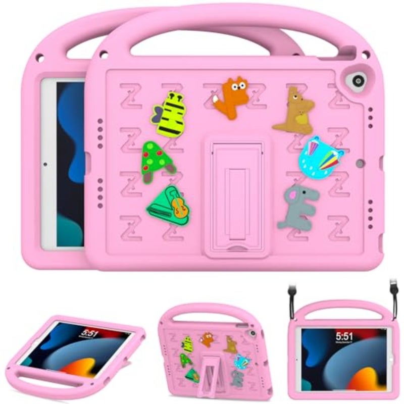 حافظة لجهاز iPad 9th/8th/7th Gen 10.2 بوصة 2021/2020/2019: حافظة EVA خفيفة الوزن مقاومة للصدمات باللون الأزرق الداكن مع حامل قابل للتعديل وحزام ومقبض مضاد للانزلاق - Image 1