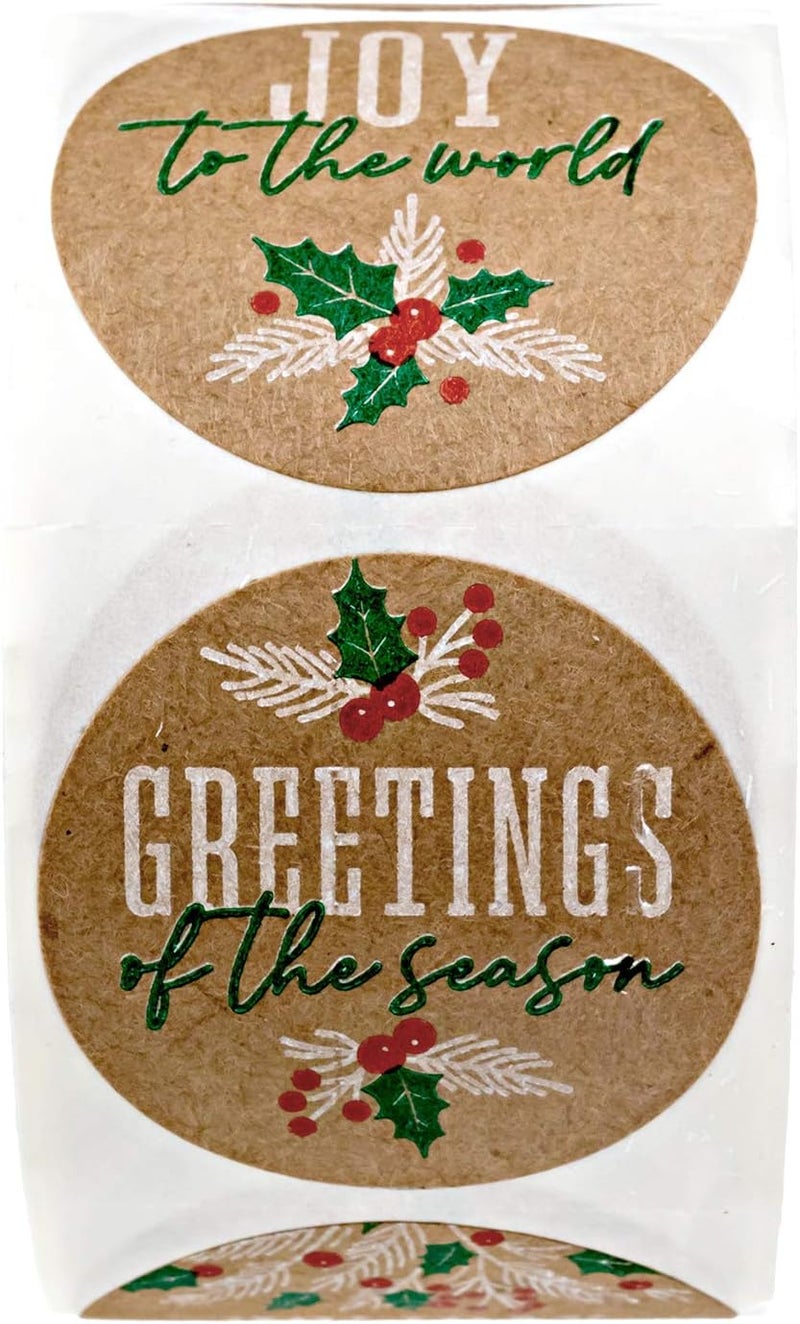 SBlabels Brown Kraft Holiday Pine Stickers / 500 Classic Christmas Stickers / 6 Alternating Rustic Winter Holiday Labels / 1.5" Country Chic Envelope Seals/Made in The USA - Image 4