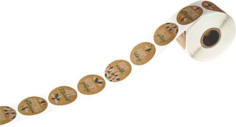SBlabels Brown Kraft Holiday Pine Stickers / 500 Classic Christmas Stickers / 6 Alternating Rustic Winter Holiday Labels / 1.5" Country Chic Envelope Seals/Made in The USA - Image 3
