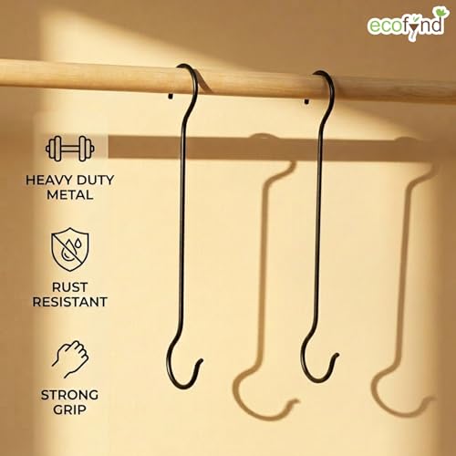ecofynd 16 Inch Metal Pot Extension Hooks, S Shaped Wall Hooks for Hanging Plants, Pots, Pans, Bird Feeders and Baths, Planters, Lanterns, Ornaments, Heavy Duty Extra Large Hanger Hook (Black, 10) - Image 3