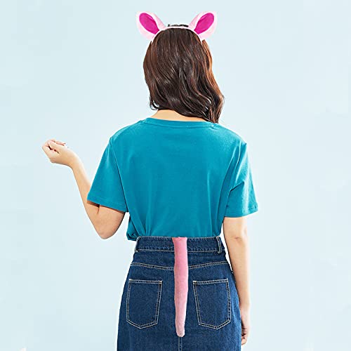 YAXAMING 4 Pcs Halloween Pig Ears Headband Nose Bow Tie Tail Pink Pig Hair Hoops Bands Bowtie Animal Headpiece Hairband Women Christmas Holiday Festival Cosplay Dress Up Birthday Party Accessories - Image 3